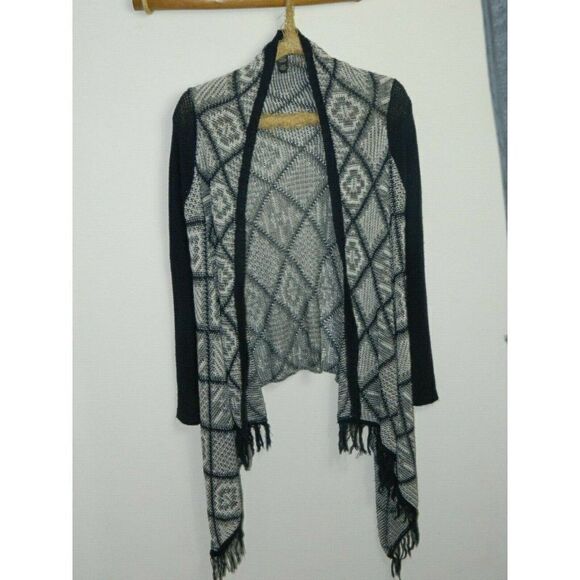 Sweater Project Cardigan Sweater Open Front Blue White Long Sleeve Size Large - Picture 3 of 6